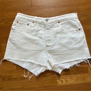 Levi’s 501 Distressed Denim Shorts - White - Size 29
